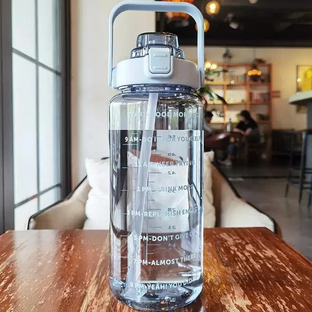 Hydration Motivation Straw Water Bottle - Homeko