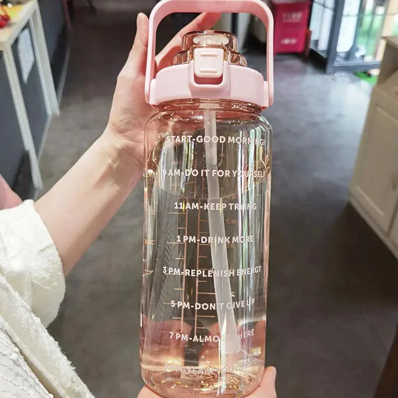Hydration Motivation Straw Water Bottle - Homeko