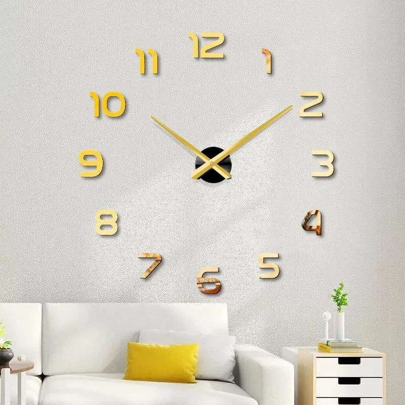 Iifimode 3d Big Size Wandklok Spiegel Sticker Diy Korte Woonkamer Decor Meetting Kamer Wandklok