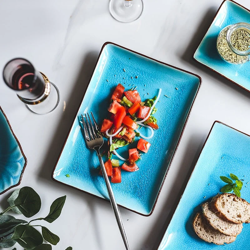 Ice Cracking Glaze Ceramic Tableware Household Dishes Rice Bowls Steamed Fish Dishes Porcelain Blue Dinner Plates 3849e2b6 8629 41cc B070 486efcf8ed93