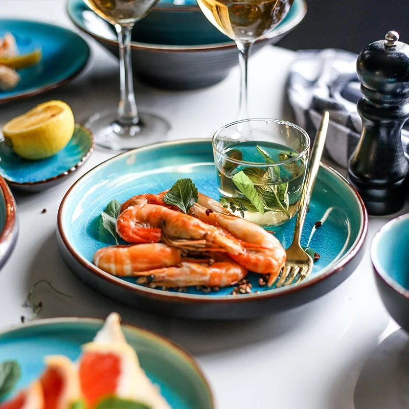 Ice Cracking Glaze Ceramic Tableware Household Dishes Rice Bowls Steamed Fish Dishes Porcelain Blue Dinner Plates E57fd2af 0be8 4a23 836b 8e4f7db6d9fe