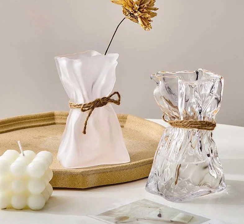 Iridescent_Abstract_Glass_Pleated_Paper_Bag_Vase_with_Rope_Strap_-_-4301899 Iridescent Abstract Glass Pleated Paper Bag Vase with Rope Strap -