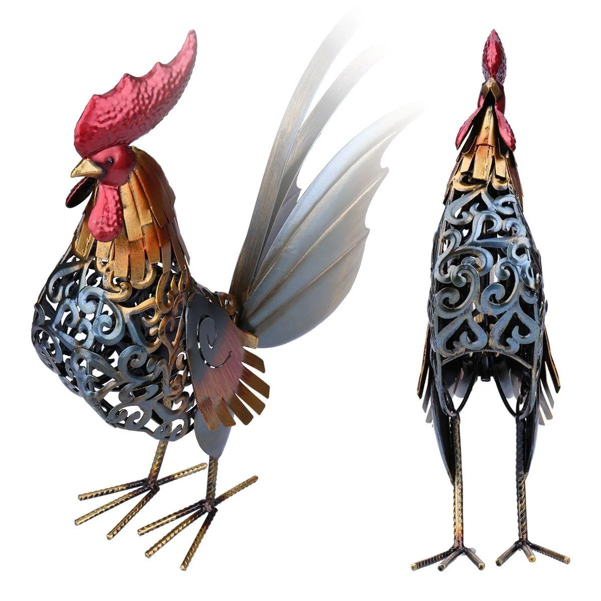 IronRoosterSculpture-Homeko10 Iron Rooster Sculpture - Homeko