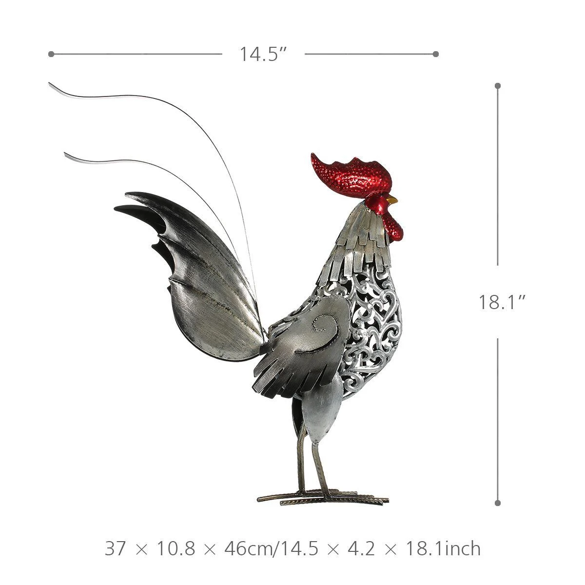 IronRoosterSculpture-Homeko14 Iron Rooster Sculpture - Homeko