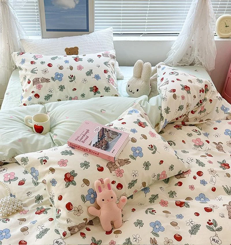 JapaneseRabbitCottagecoreBeddingSetForKidsRoom_4 Japaneserabbitcottagecorebeddingsetforkidsroom 4