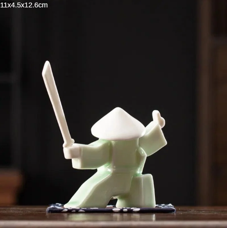 Japanese Ceramic Samurai Statue Incense Holder -