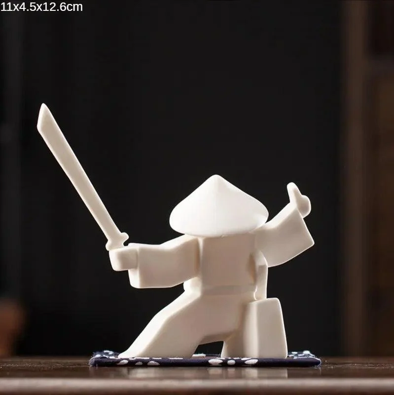 Japanese Ceramic Samurai Statue Incense Holder -