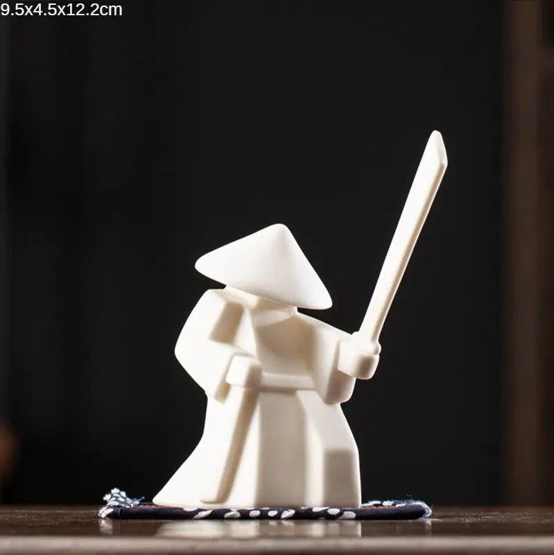 Japanese Ceramic Samurai Statue Incense Holder -