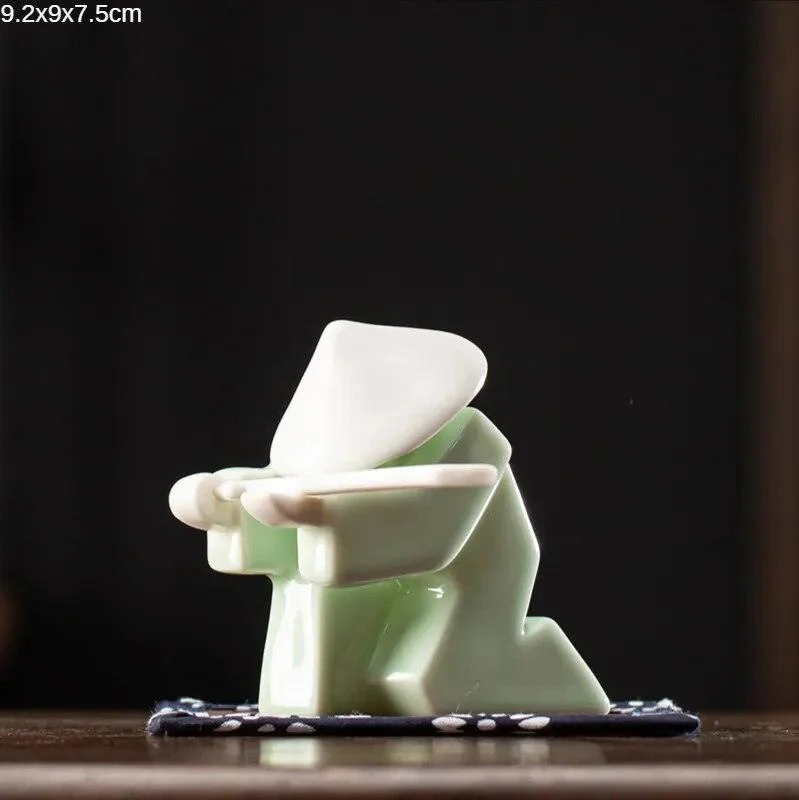 Japanese Ceramic Samurai Statue Incense Holder -