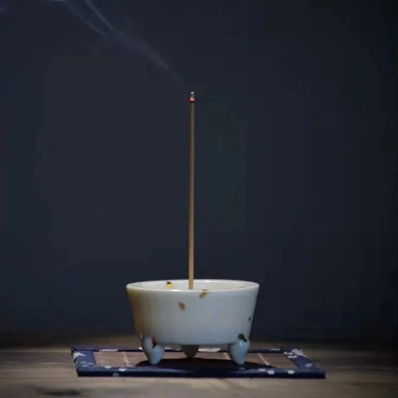 Japanese Ceramic Samurai Statue Incense Holder -