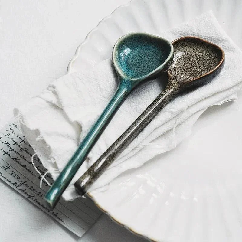 Japanese Style Ceramic Long Handled Spoon -  - #tag1#
