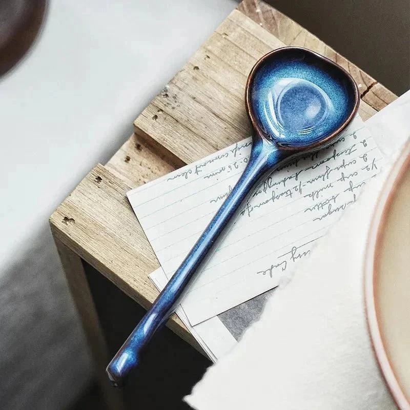 Japanese Style Ceramic Long Handled Spoon -  - #tag1#