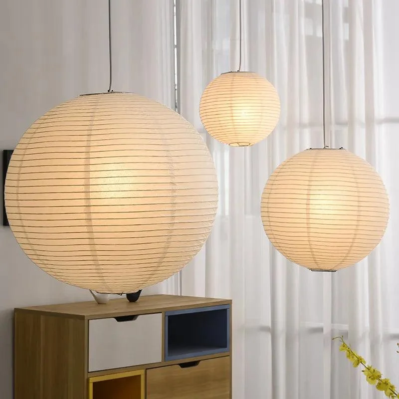 Japanese Wabi-Sabi Style Rice Paper Pendent Ceiling Lamp -