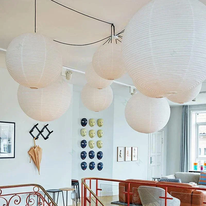 Japanese Wabi-Sabi Style Rice Paper Pendent Ceiling Lamp -