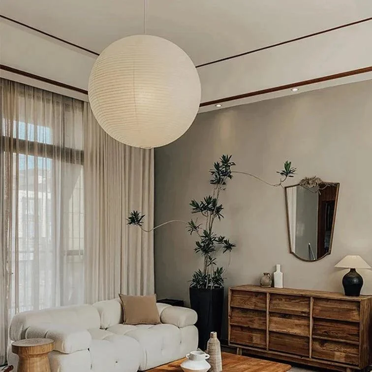 Japanese Wabi-Sabi Style Rice Paper Pendent Ceiling Lamp -