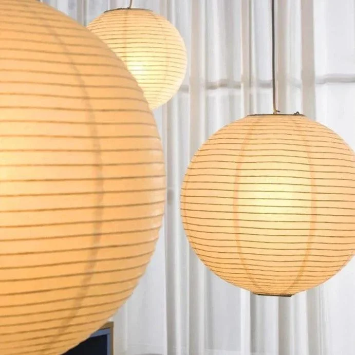 Japanese Wabi-Sabi Style Rice Paper Pendent Ceiling Lamp -