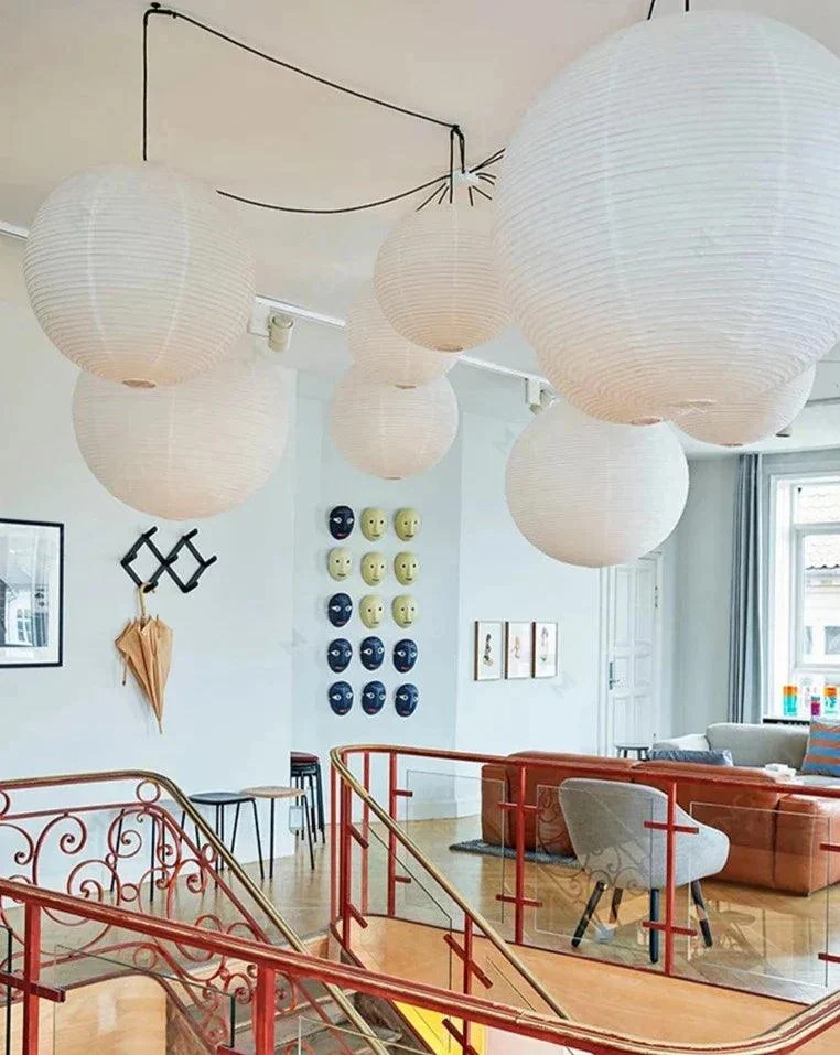 Japanese Wabi-Sabi Style Rice Paper Pendent Ceiling Lamp -