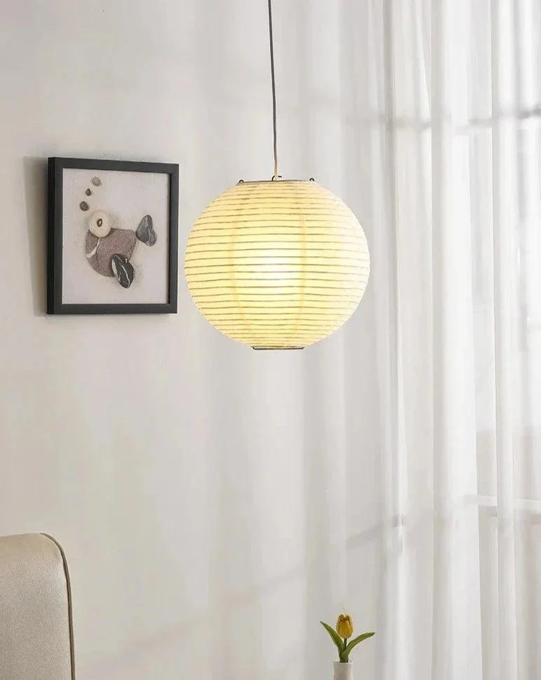 Japanese Wabi-Sabi Style Rice Paper Pendent Ceiling Lamp -