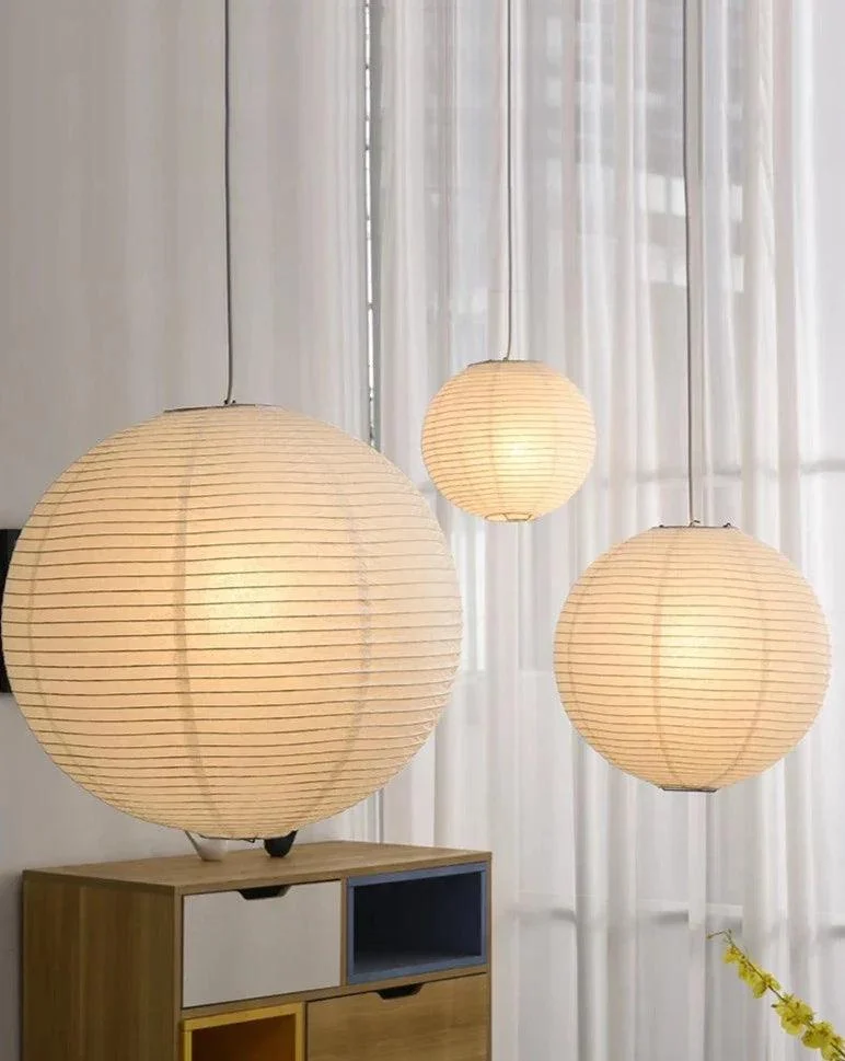 Japanese Wabi-Sabi Style Rice Paper Pendent Ceiling Lamp -