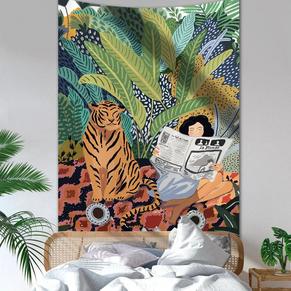 Jungle_Tiger_Girl_Wall_Tapestry_-_-_tag1_-4283358 Jungle Tiger & Girl Wall Tapestry - - #tag1#