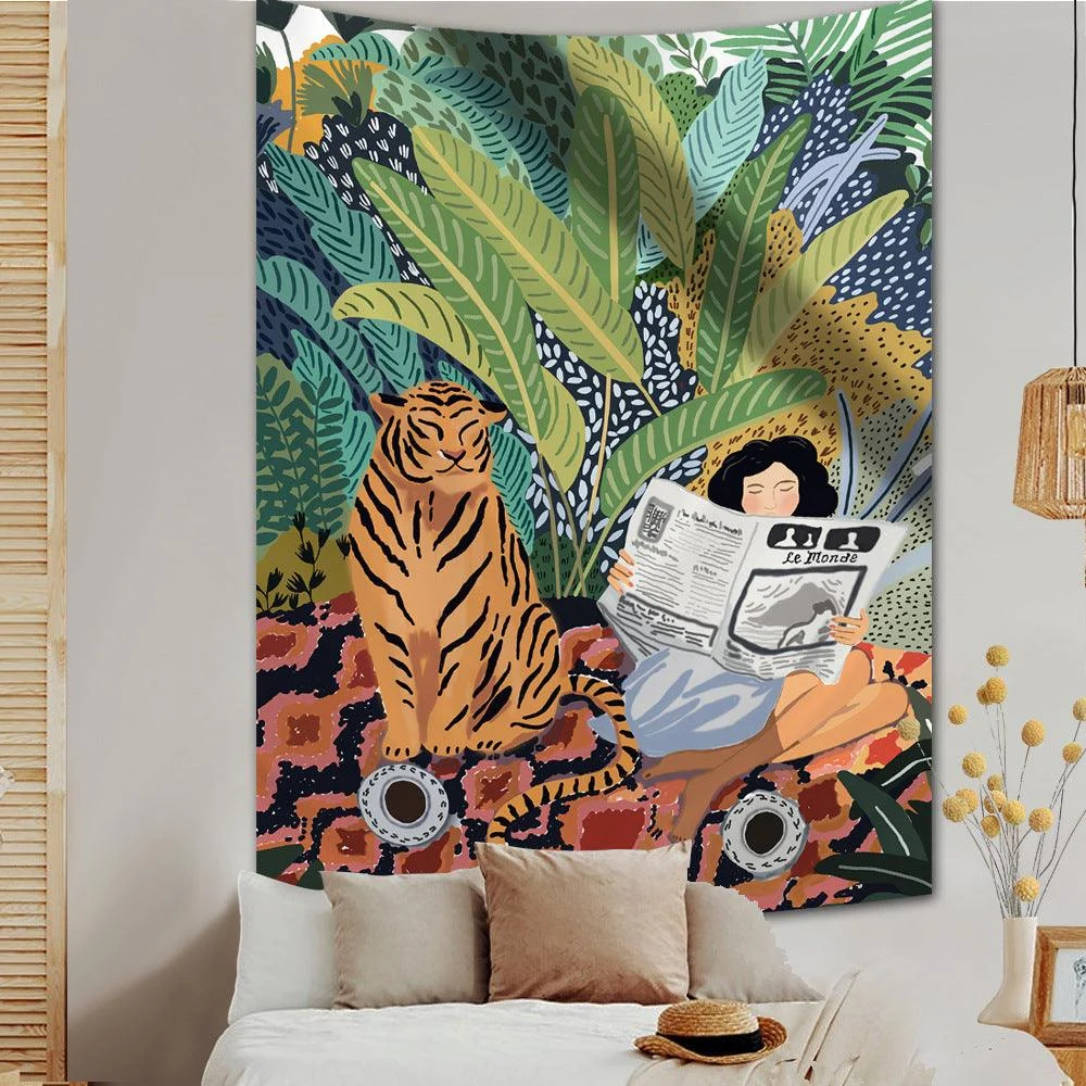Jungle_Tiger_Girl_Wall_Tapestry_-_-_tag1_-4283364 Jungle Tiger & Girl Wall Tapestry - - #tag1#