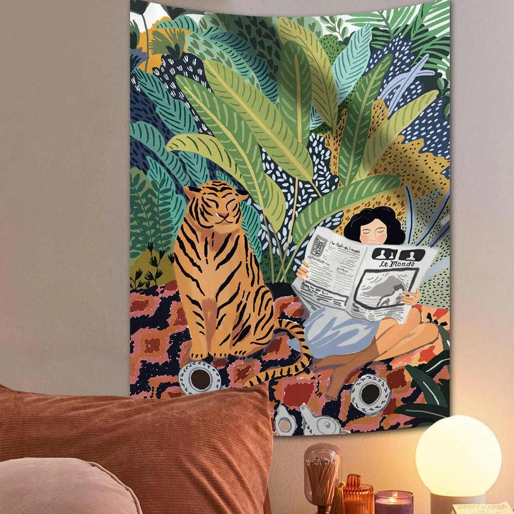 Jungle_Tiger_Girl_Wall_Tapestry_-_-_tag1_-4283372 Jungle Tiger & Girl Wall Tapestry - - #tag1#