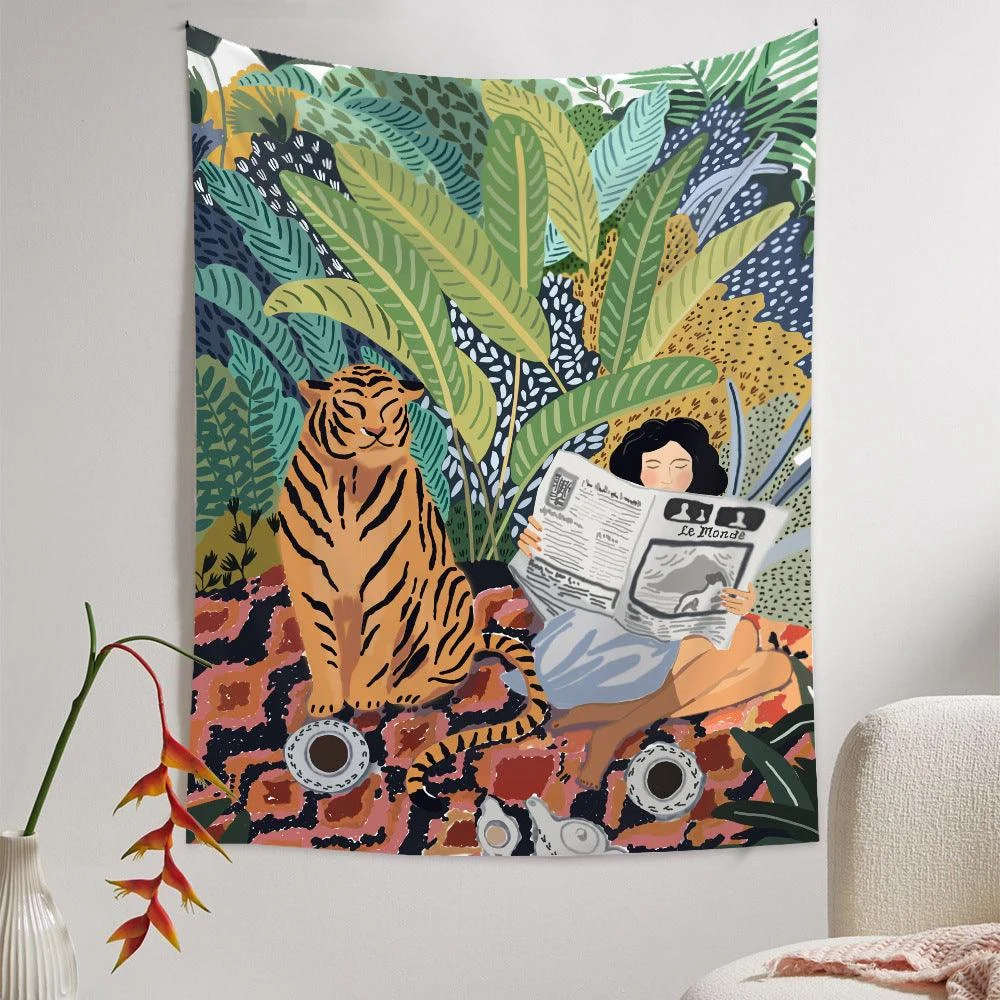 Jungle_Tiger_Girl_Wall_Tapestry_-_-_tag1_-4283390 Jungle Tiger & Girl Wall Tapestry - - #tag1#