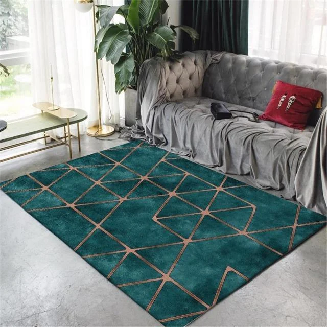 Kamalei-ModernLivingRoomTurquoiseCarpet-Homeko1 Kamalei - Modern Living Room Turquoise Carpet - Homeko