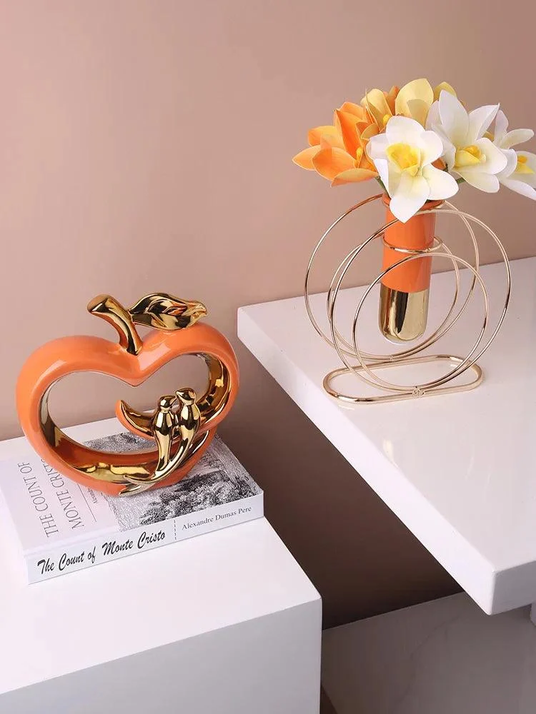 Keramische-Holle-Ambachten-Apple-Gouden-Vogel-Simulatie-Dier-Keramische-Handwerk-Woninginrichting-Decoratie-Accessoires-Beeldjes Keramische Holle Ambachten Apple Gouden Vogel Simulatie Dier Keramische Handwerk Woninginrichting Decoratie Accessoires Beeldjes