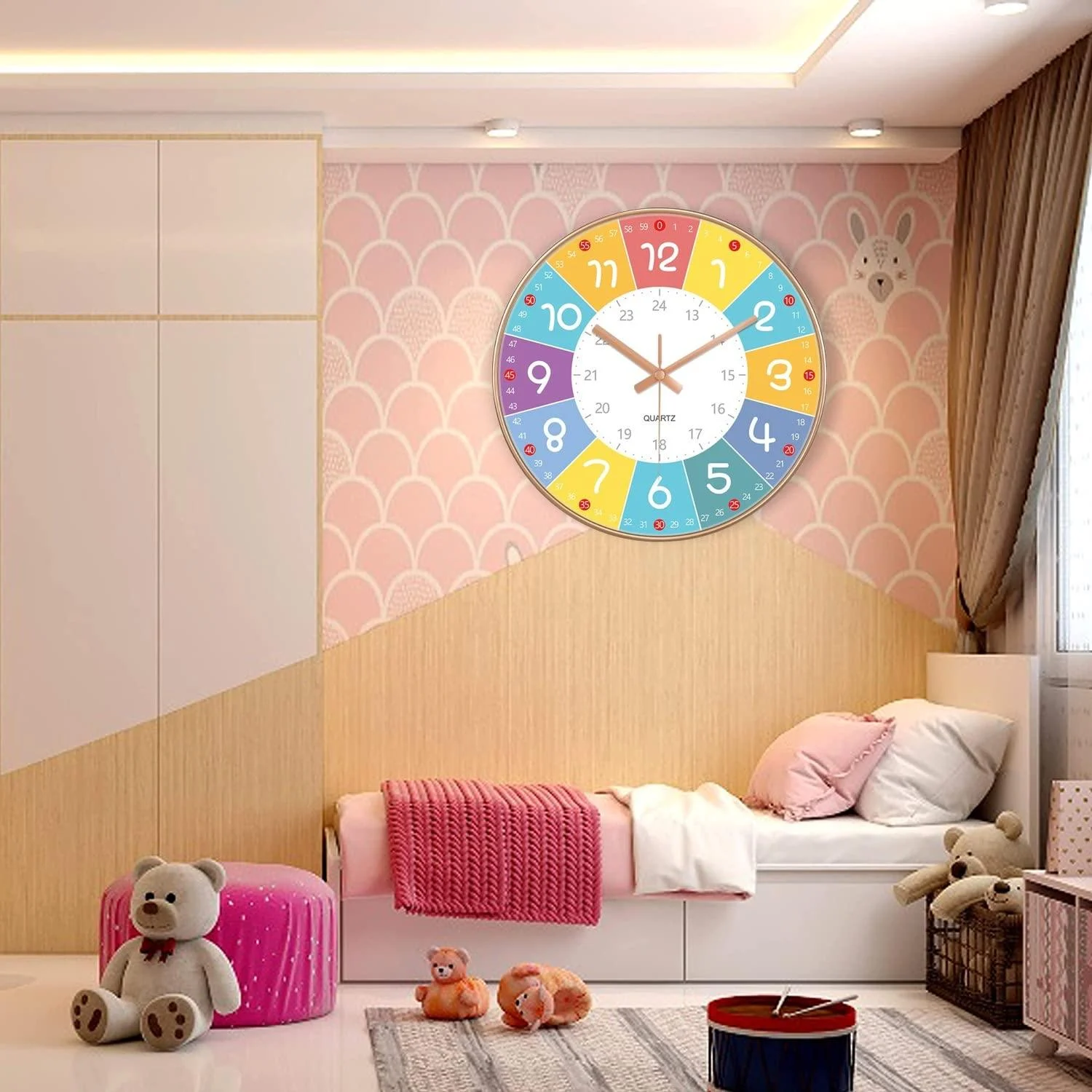 Kids_Bedroom_Nursery_Silent_Wall_Clock_12_Inches_-_-4311972 Kids Bedroom Nursery Silent Wall Clock 12 Inches -