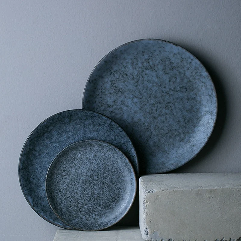 Kinglang Round Dinner Plate Home Use Ceramic Dish Grey Marble Color Solid Plate Wholesale Ea994bb1 2bd0 4d11 Bc69 978256c04ff6