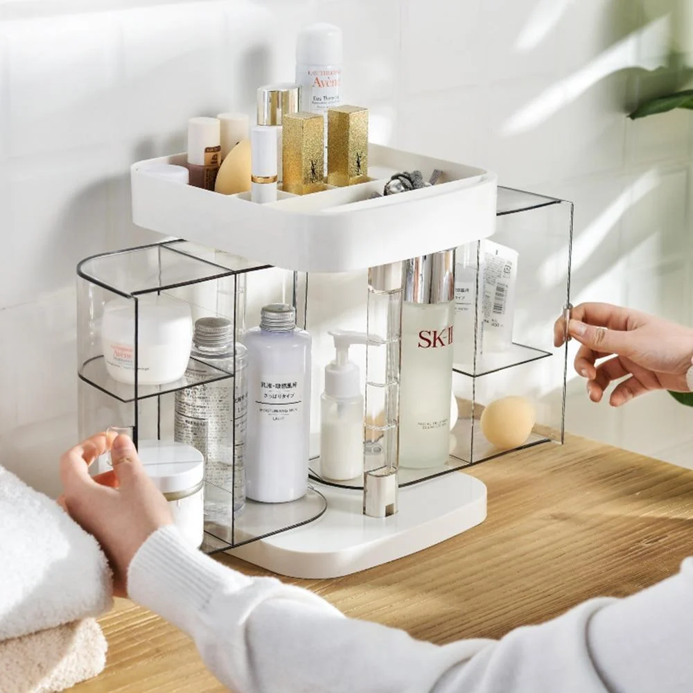 Large Capacity Cosmetic Organizer Dustproof Makeup Storage Box Organizador De Maquillaje Desktop Clear Rangement Makeup Holder