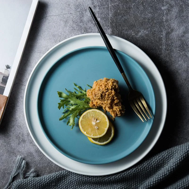 Lekoch Ceramic Dinner Plates Beef Plate Tableware Round Solid Color Dessert Dish Simple And Creative Salad D7723d62 8ea7 4a86 Ac2d 8fa9e4113a14
