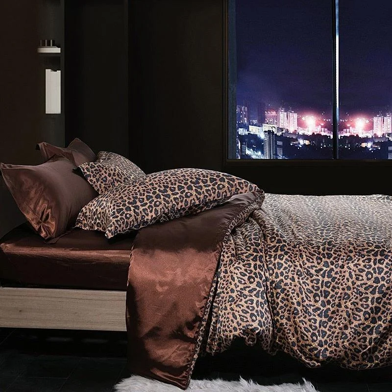 Leopard Duvet Cover Satin Like Silk Soft 4pcs Bedding Set Summer Reversible Comforter Cover Luxury Soft 26d86948 D254 4373 821d 955425edc7b2