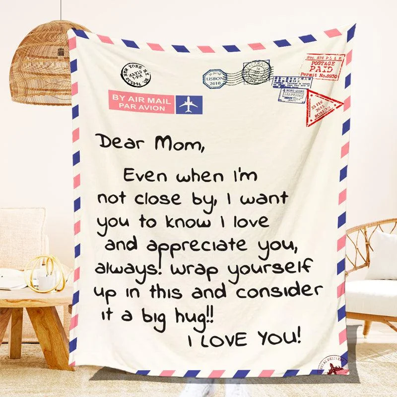 Letter Printed Flannel Throw Blanket Gift for Mom - - #tag1#