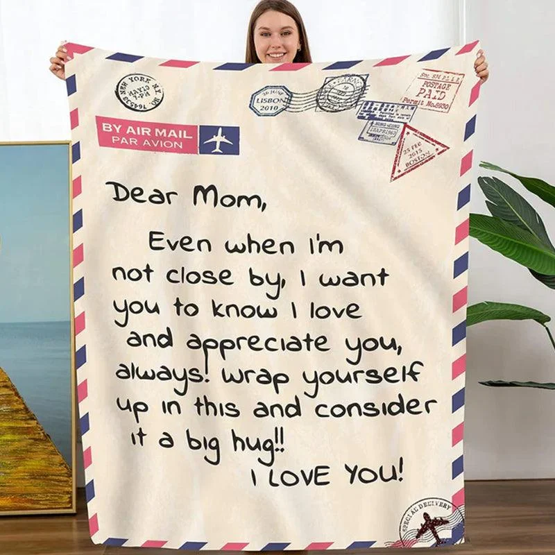 Letter Printed Flannel Throw Blanket Gift for Mom -  - #tag1#