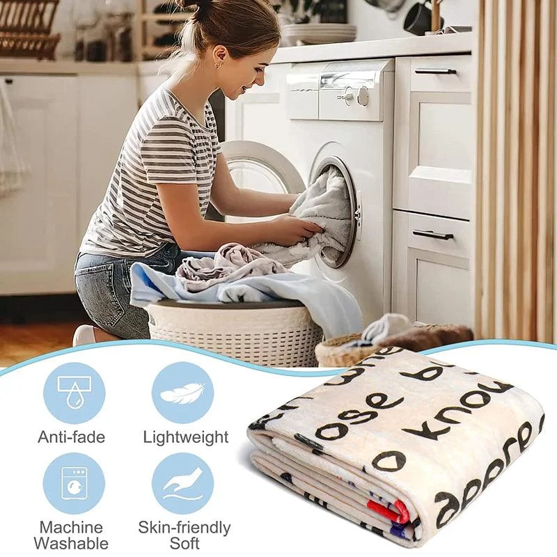 Letter Printed Flannel Throw Blanket Gift for Mom -  - #tag1#