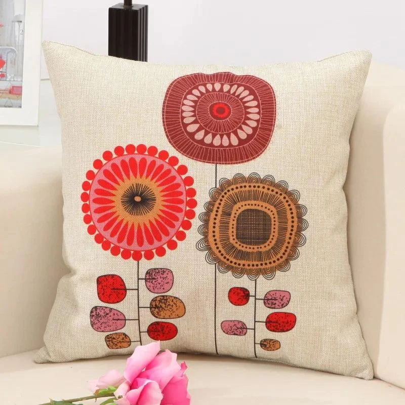 Linen Flower Pattern Pillowcase Décor -
