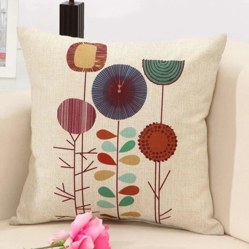 Linen Flower Pattern Pillowcase Décor -