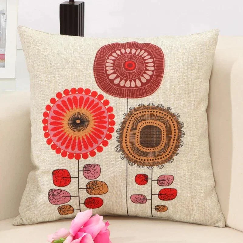 Linen Flower Pattern Pillowcase Décor -