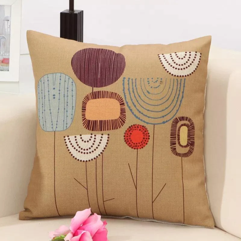 Linen Flower Pattern Pillowcase Décor -