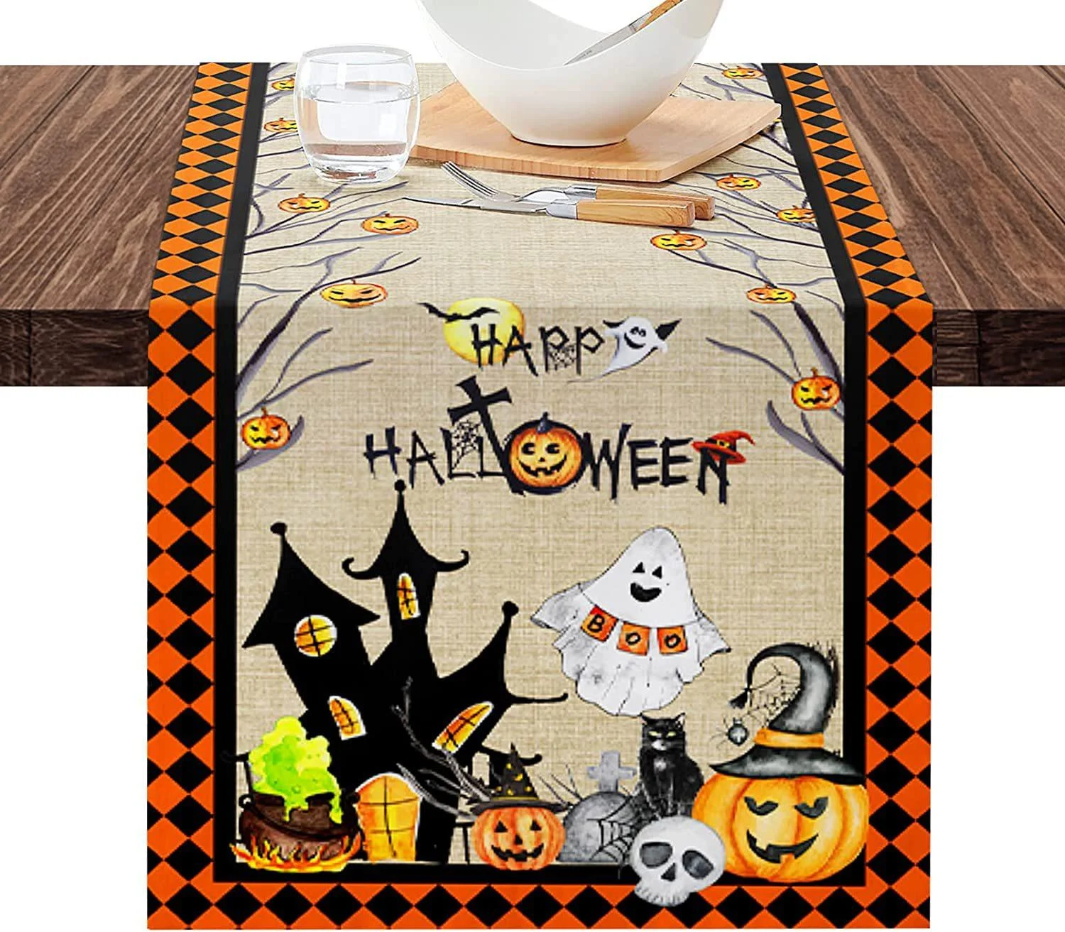 Linen_Halloween_Pumpkin_Home_Restaurant_Decoration_Table_Runner_-_-_tag1_-4303923 Linen Halloween Pumpkin Home Restaurant Decoration Table Runner - - #tag1#