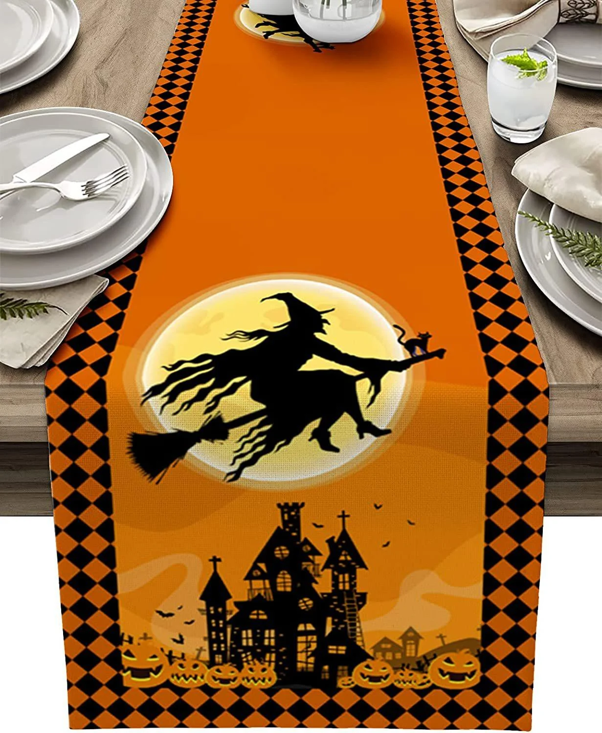 Linen_Halloween_Pumpkin_Home_Restaurant_Decoration_Table_Runner_-_-_tag1_-4303953 Linen Halloween Pumpkin Home Restaurant Decoration Table Runner - - #tag1#
