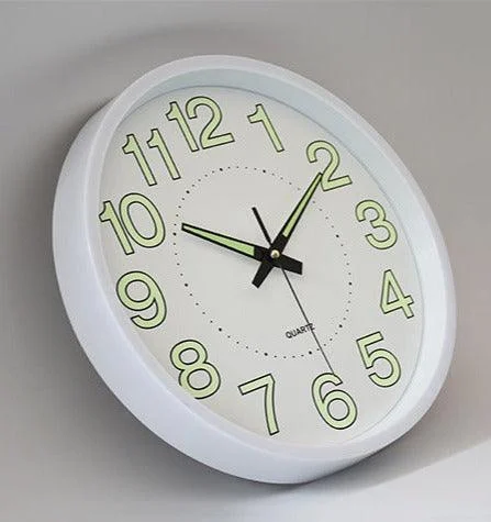 Luminous Numbers Simple Silent Clock 12 Inches -