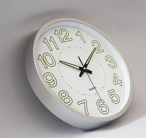 Luminous Numbers Simple Silent Clock 12 Inches -