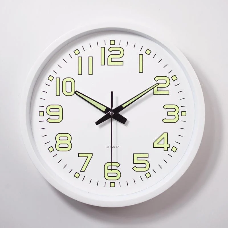 Luminous Numbers Simple Silent Clock 12 Inches -