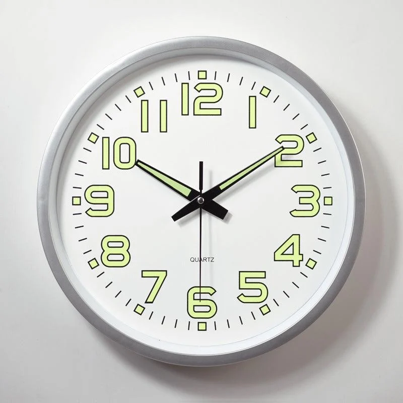 Luminous Numbers Simple Silent Clock 12 Inches -