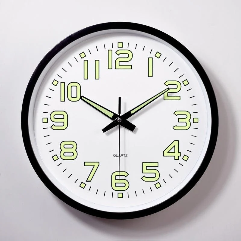 Luminous Numbers Simple Silent Clock 12 Inches -