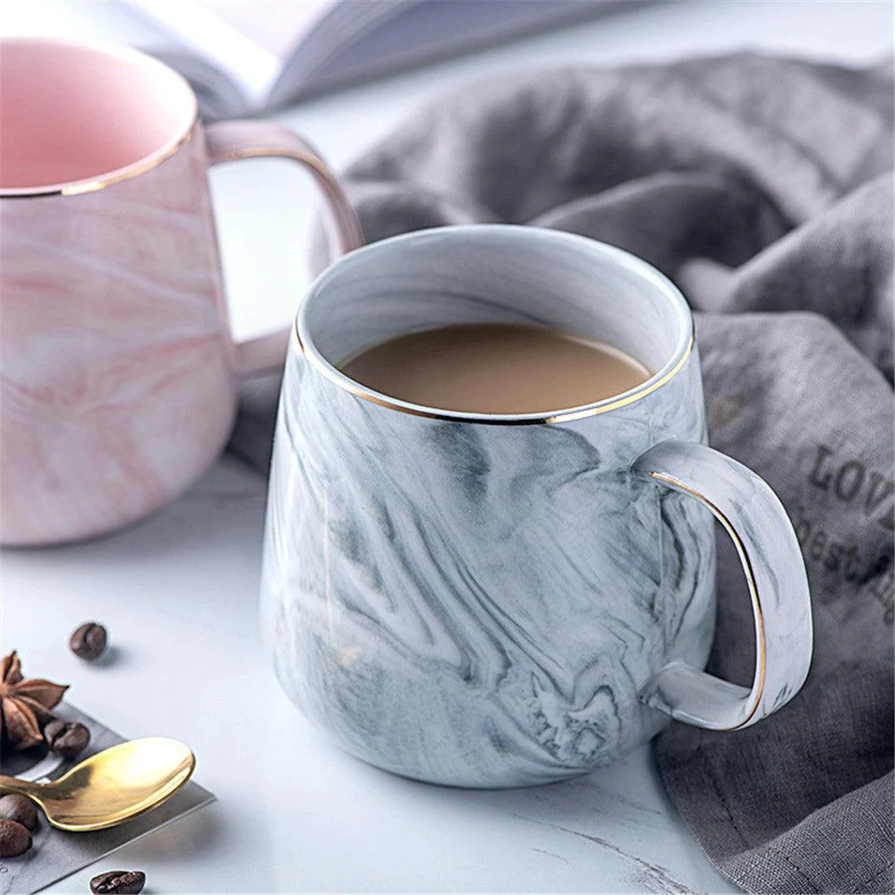 Luxury Marble Pattern Ceramic Mug Gold Plated With Handle Mugs Morning Milk Coffee Tea Cup Pink 997b0b58 865f 4f64 Be29 B06e4648fb2c