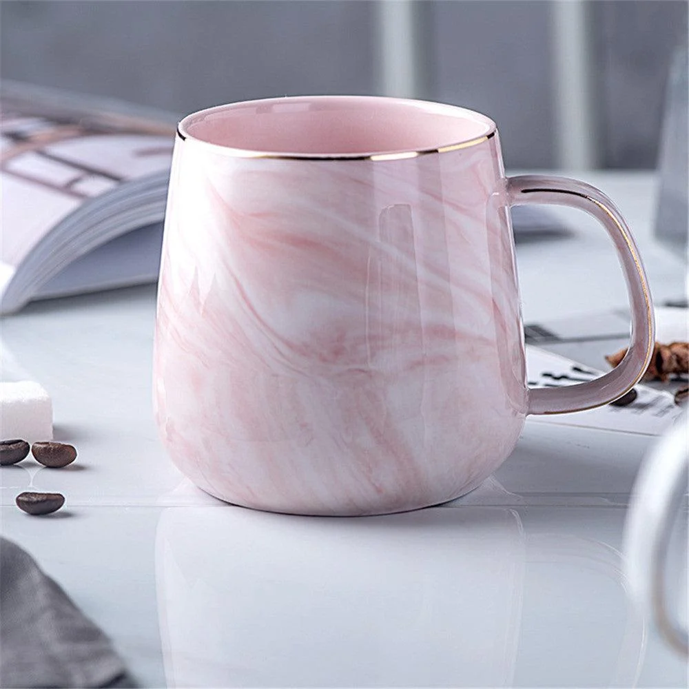 Luxury Marble Pattern Ceramic Mug Gold Plated With Handle Mugs Morning Milk Coffee Tea Cup Pink C5bf55ae 02d7 4707 A842 7311b445d7b9